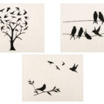 Set of 3 Linen-Cotton Towels – "Swallow Tree" Art Series